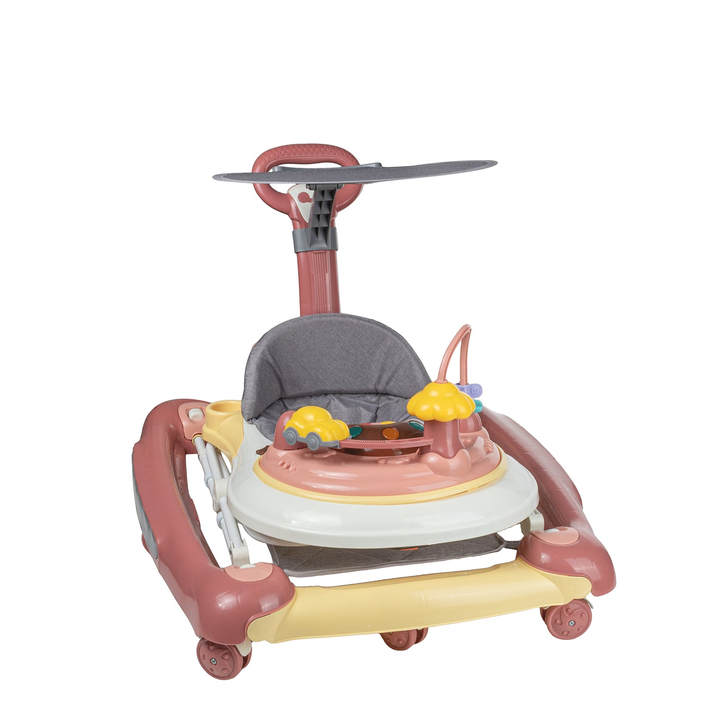 Baby Multi-Functional Comfortable Walker With Awning Anti-Rollover Baby Walker Can Sit, Adjust And Shake The Walker