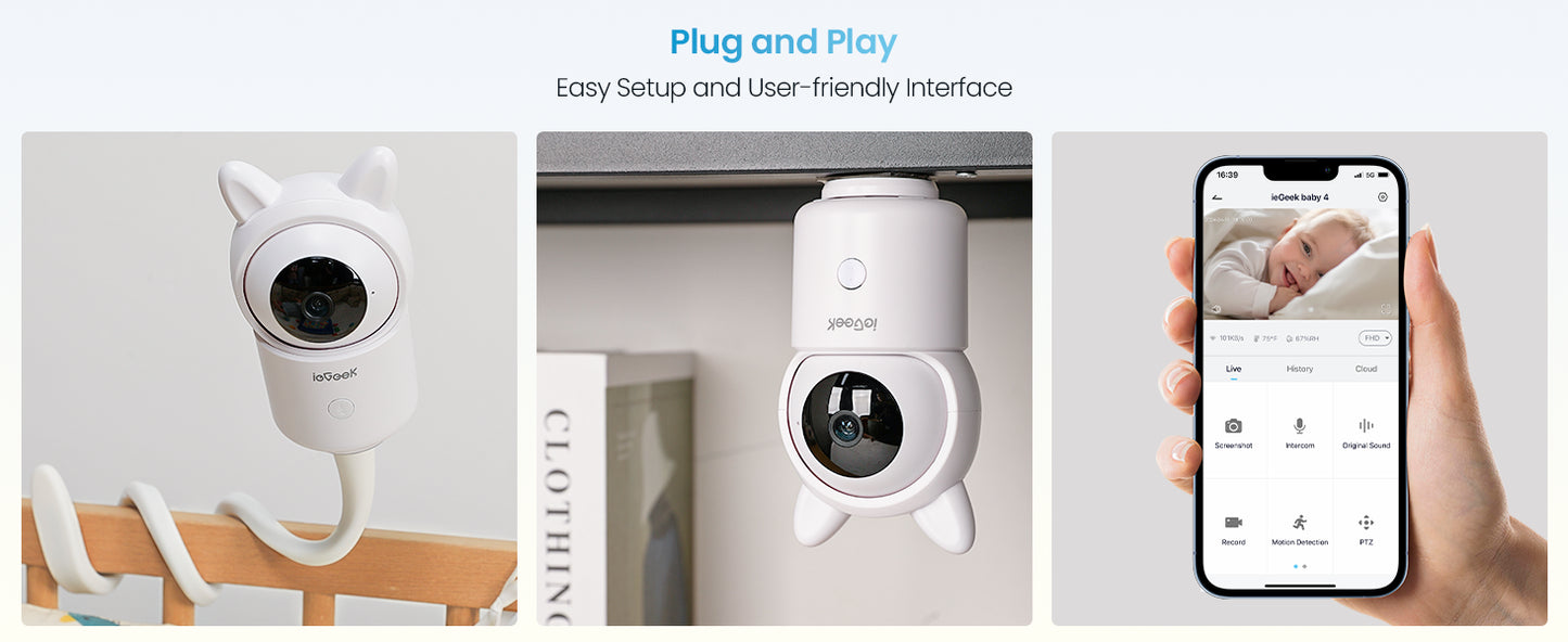 ieGeek Baby Monitor with 2 Cameras, Split-Screen Video Baby Monitor with Audio and 1080P Camera 4.3" Screen - Night Vision, Two-