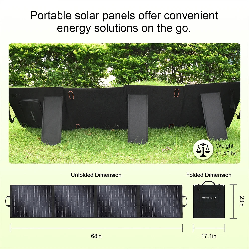 SOLARPLAY 200W Portable Foldable Solar Panel 18V Flexible Solar Panel for Family Camping Trip for Tourism Camping Power Station