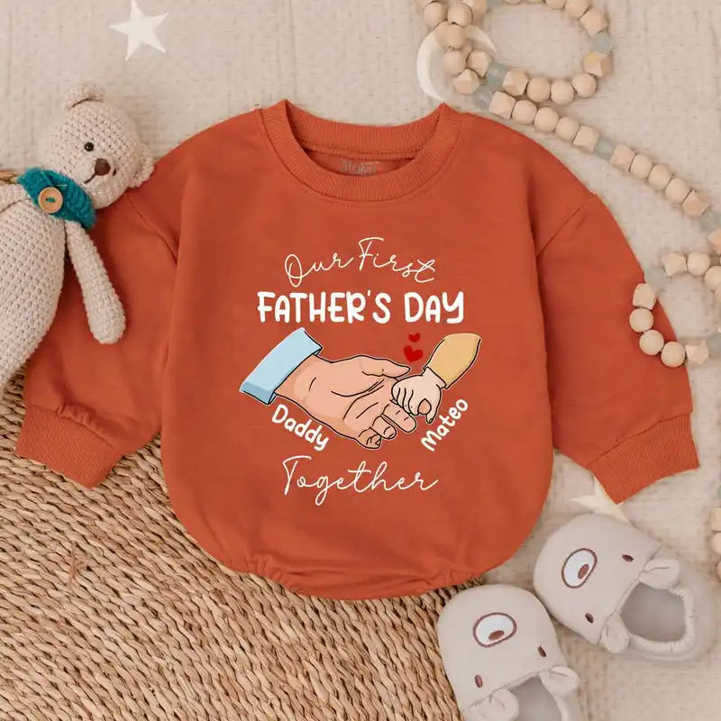Personalized Our First Father’s Day Together Bubble Romper, Baby Outfit for Dad, Cute Newborn Gift, Daddy and Me Clothes