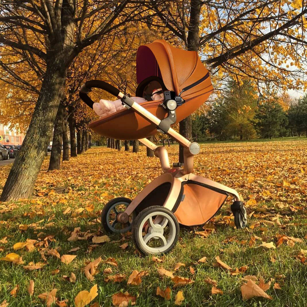 Baby Stroller High Landscape Convertible Infant Stroller Adjustable Canopy & Backrest Storage Basket Foot Cover