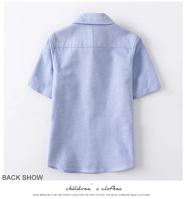 GFMY 2020 Summer Hot Sale Children Shirts Casual Solid Cotton Solid Color Blue White Short-sleeved Boys Shirts For 2-14 Years