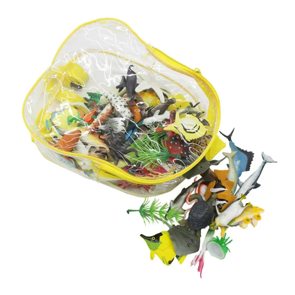 64PCS Simulation Mini Marine Animal Set Classic Model Toy Children's Educational Learning Toys Exquisite Birthday Gift