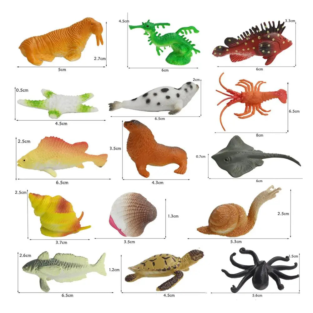 64PCS Simulation Mini Marine Animal Set Classic Model Toy Children's Educational Learning Toys Exquisite Birthday Gift
