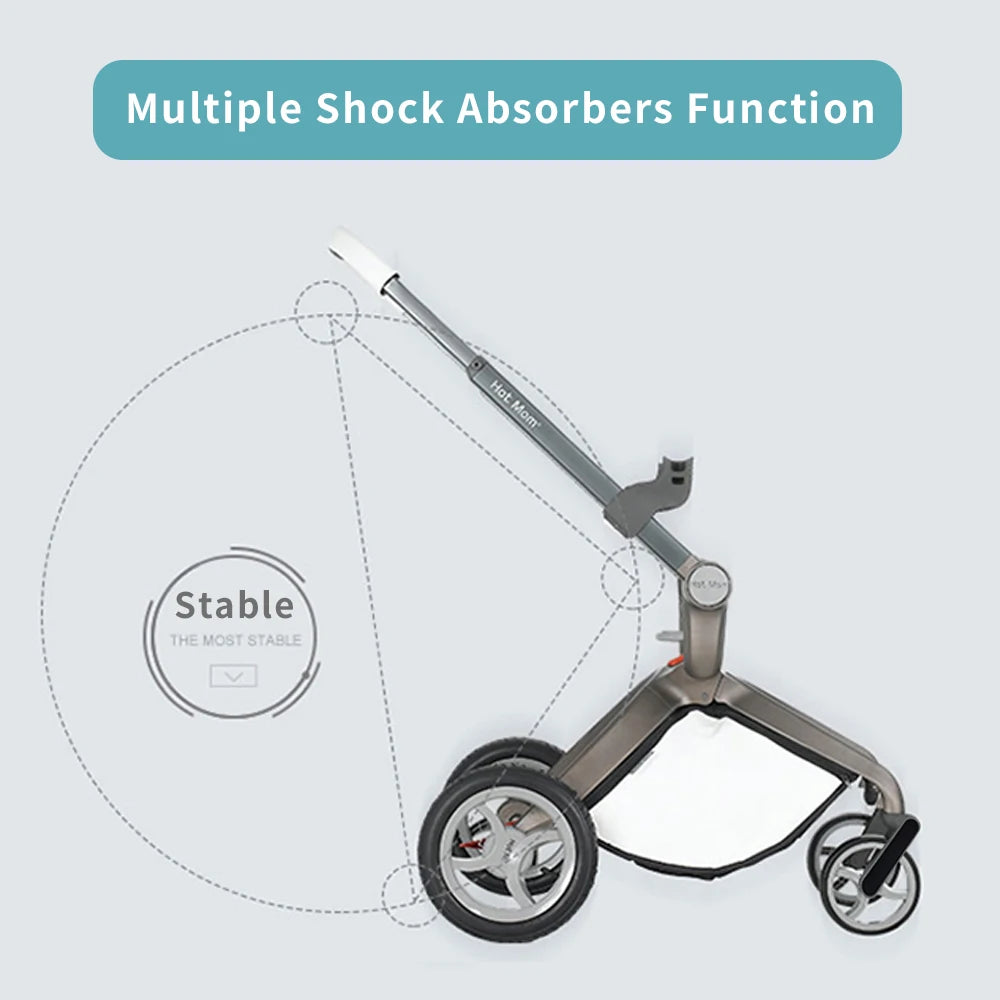 Hot Mom F22 baby stroller 3in1 ,adjustable seat,aluminum frame,solid rubber tires,rain cover,mosquito net,large storage basket