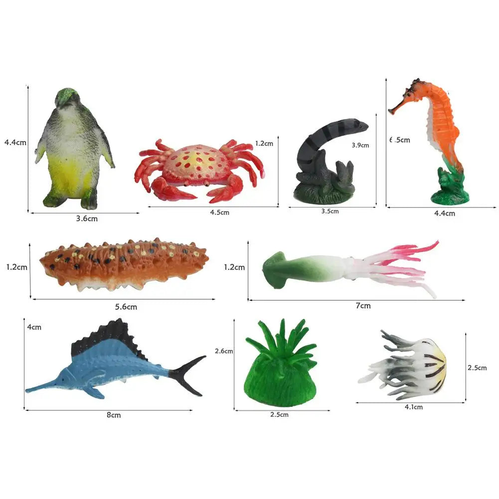 64PCS Simulation Mini Marine Animal Set Classic Model Toy Children's Educational Learning Toys Exquisite Birthday Gift