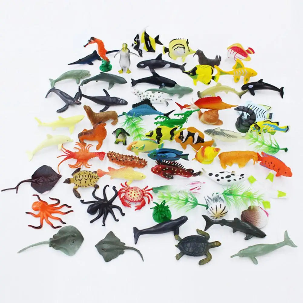 64PCS Simulation Mini Marine Animal Set Classic Model Toy Children's Educational Learning Toys Exquisite Birthday Gift