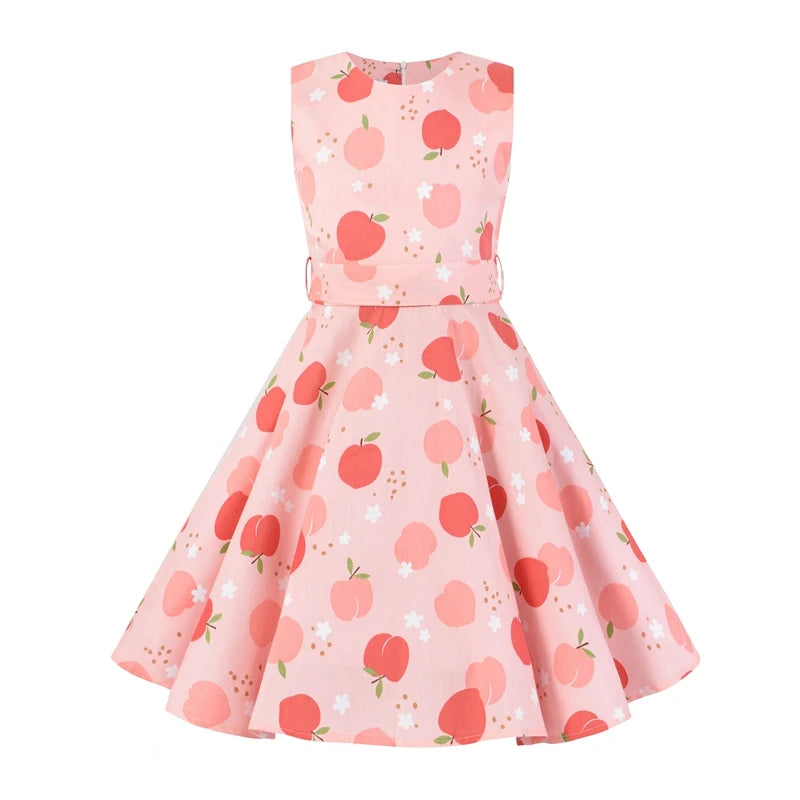Summer Girls Dress Elegant Vintage Cotton Retro Princess Dress Party Costume Kids Clothes Polka Dot Girl Dress Children Clothing