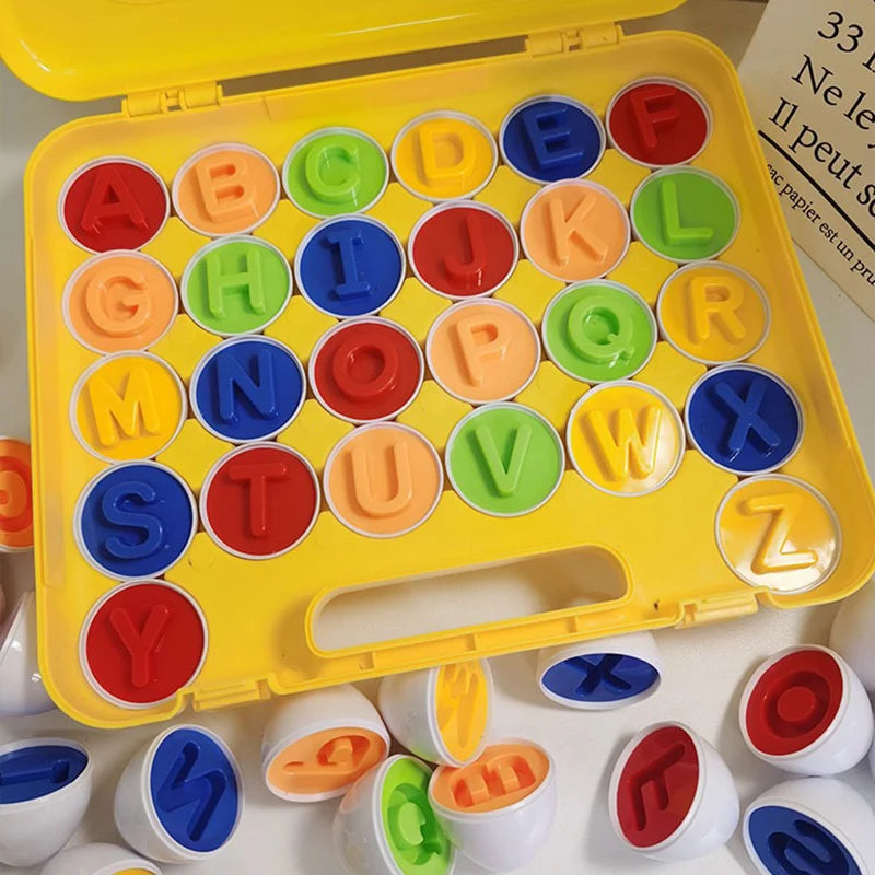 6/12PCS Montessori Smart Eggs In Cup Education Early Learning Geometric Shape Math Alphabet Puzzle Sorter Game Baby Toy Children