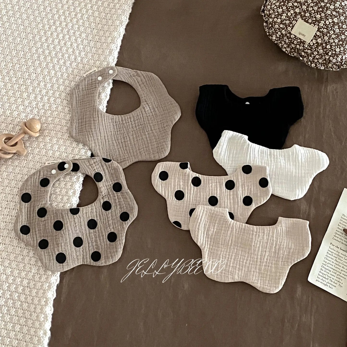 Polka Dot Flower Baby Bib Cotton Newborn Spit Up Burp Cloth Feeding Cover Washable Soft Absorbent Infant Accessories