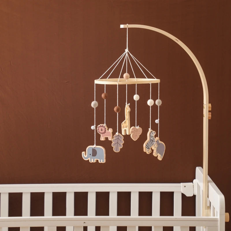 Baby Montessori Wooden Gym Frame Rattle Toys Newborn Mobile Hanging Sensory Toys Foldable Play Gym Frame Kid Holder Bracket Gift