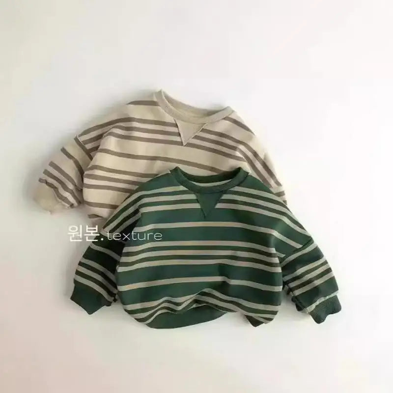 Autumn New Children Casual Striped Sweatshirt Baby Long Sleeve O-neck Tops Boys Girls Loose Sweatshirt Kids Pullover Clothes