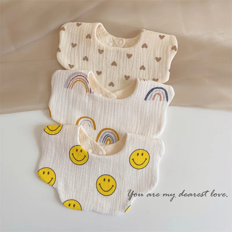 Summer Baby Cotton Gauze Waterproof Bibs Soft Cartoon Infant Bib Burp Cloths Bandana Scarf for Boy Girl Feeding Saliva Towel New