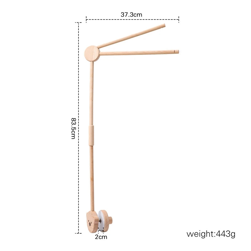 Baby Wooden Bed Bell Bend Bracket Mobile Hanging Rattles Toys Newborn Music Box Holder Bracket Infant Crib Toy Arm Bracket Gifts