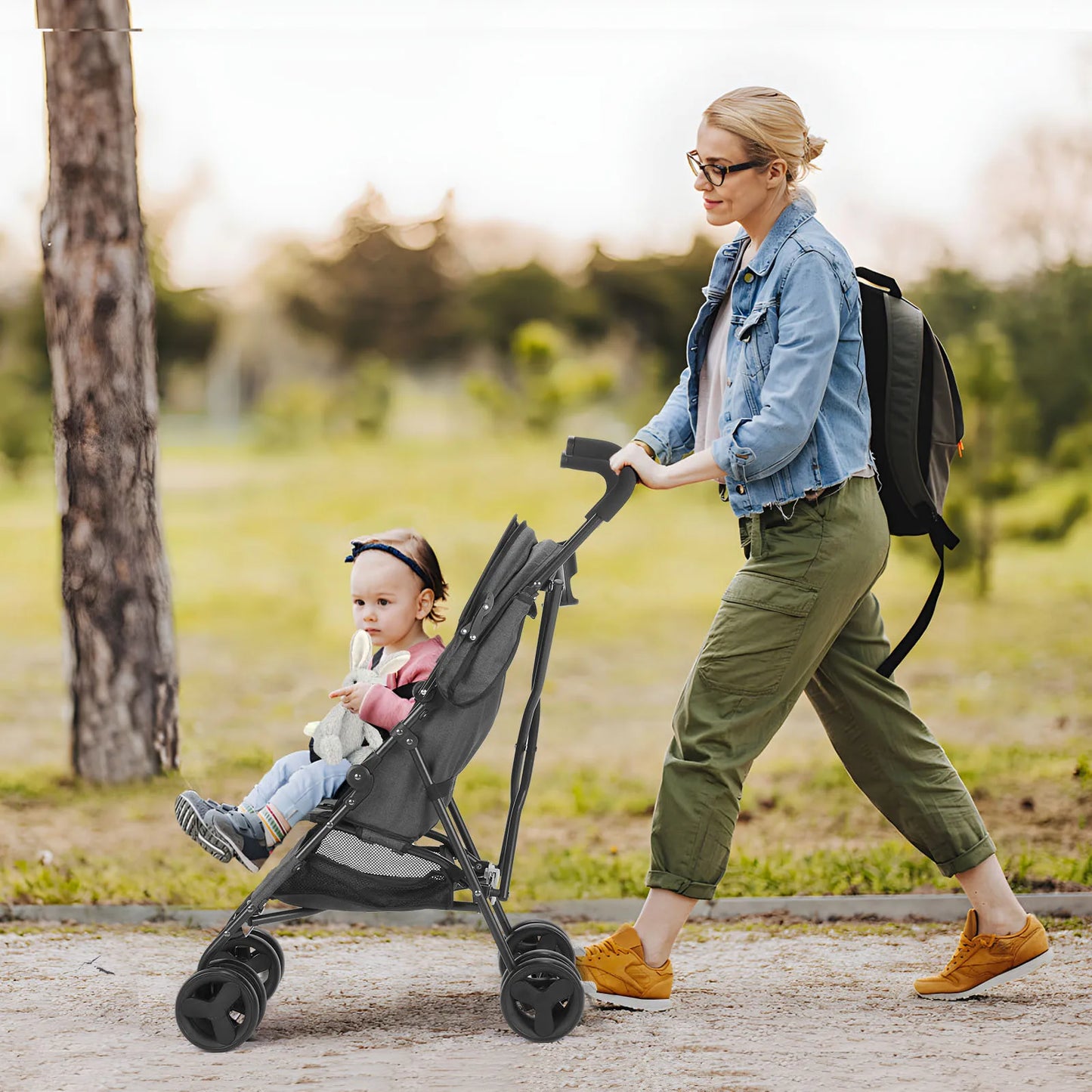 Children's Stroller Can Sit or Lie Down Lightweight Folding High Landscape Four-wheeled Pocket Stroller
