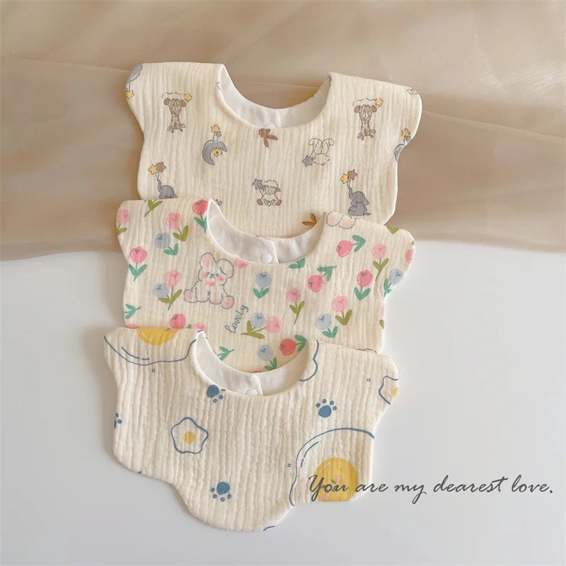 Summer Baby Cotton Gauze Waterproof Bibs Soft Cartoon Infant Bib Burp Cloths Bandana Scarf for Boy Girl Feeding Saliva Towel New