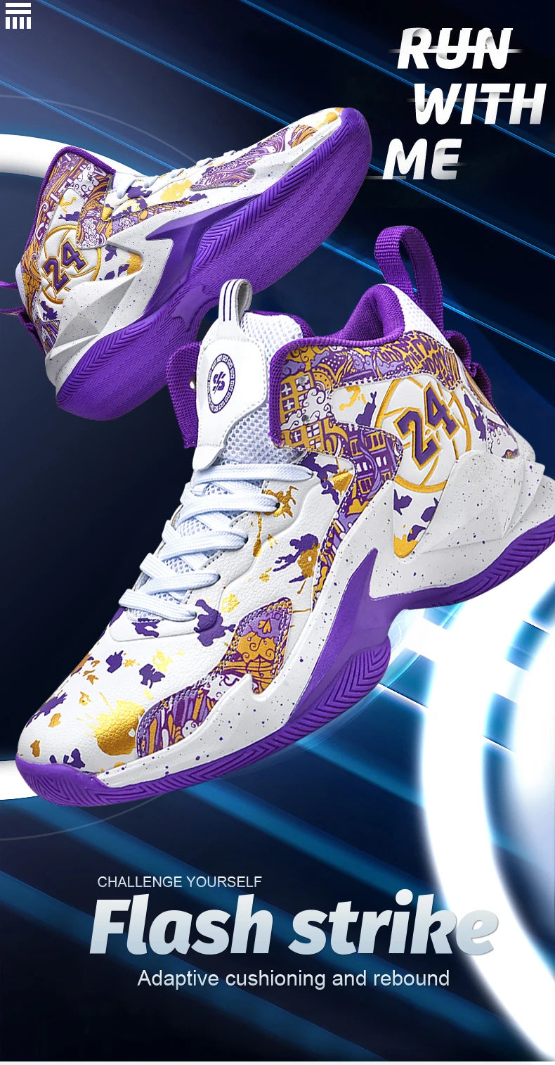 Basketball Shoes No-Slip Breathable Outdoor Shoes Fashion Graffiti Training Shoes