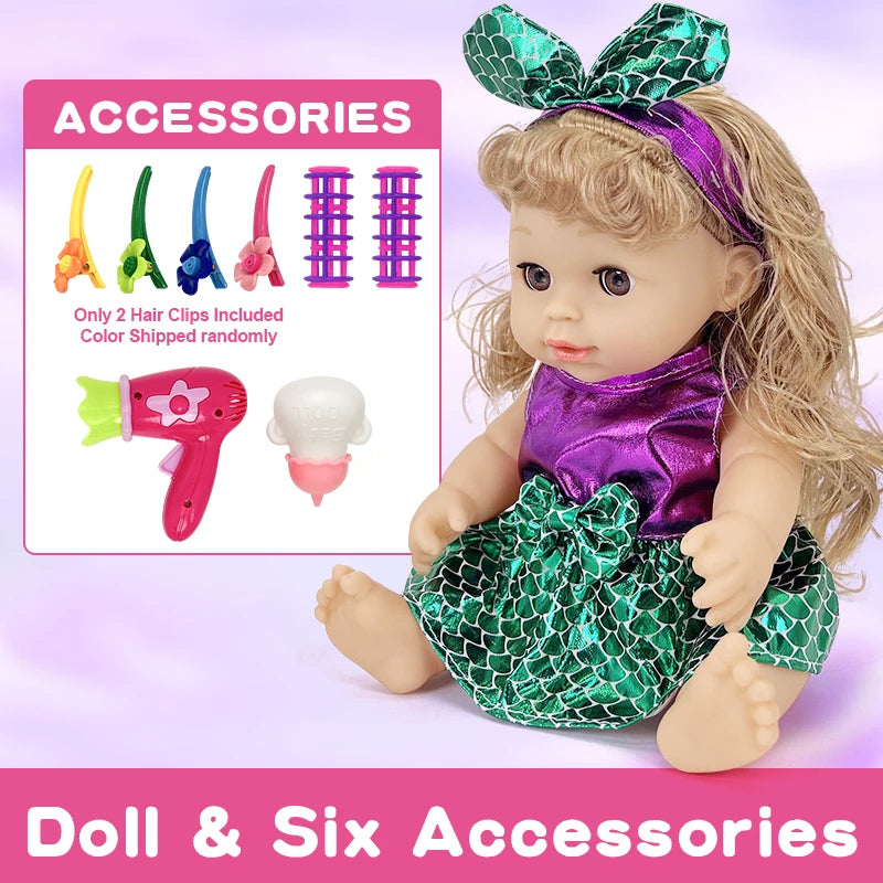 12 inch Blinkable Baby Doll Vinyl Doll Silicone Doll Baby Reborn Doll Full Body Soft Children's Toy Birthday Gift Girl Gift