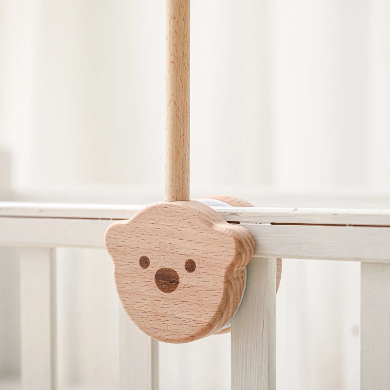 Baby Wooden Bed Bell Bend Bracket Mobile Hanging Rattles Toys Newborn Music Box Holder Bracket Infant Crib Toy Arm Bracket Gifts