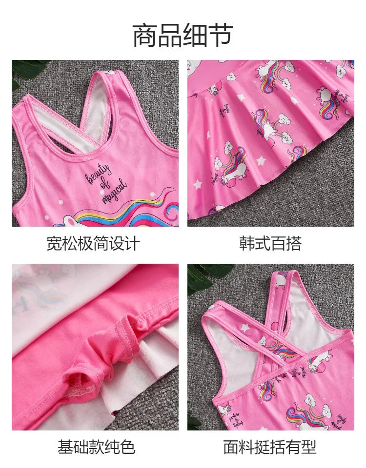2-13 years Disney Frozen Elsa Girls Clothes Swimsuit Swimsuit Fashion Kids Swimwear Dress And Hat For Children Unicorn