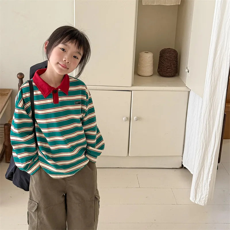 2025 Spring New Children Cargo Pants Cotton Boys Casual Pants Solid Versatile Baby Girls Loose Trousers Kids Wide Leg Pants