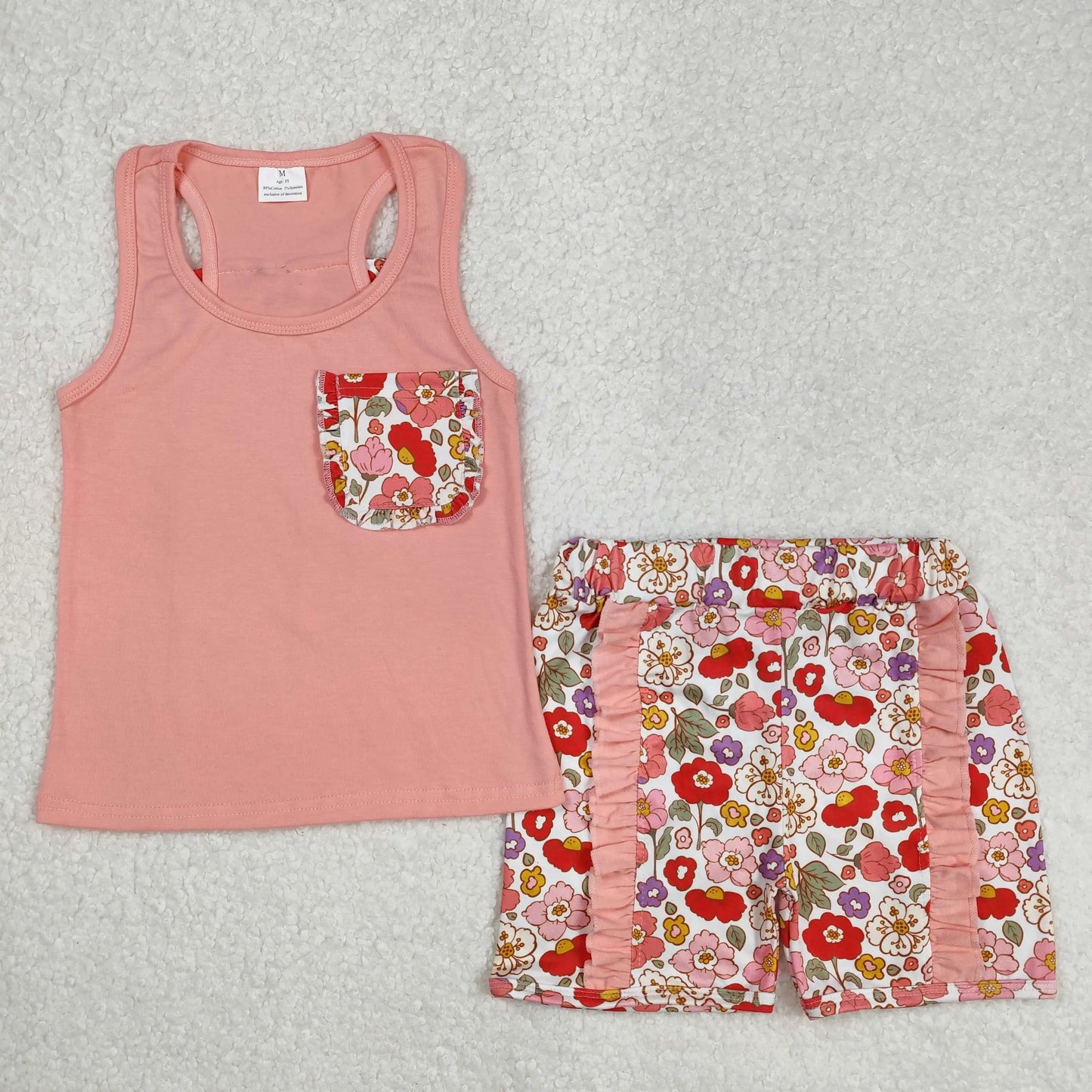 3.20 y NEW stock Baby Girls Summer Clothing Wholesale Boutique Embroidery MAMA'S GIRL Flower Pattern Pink Shorts set