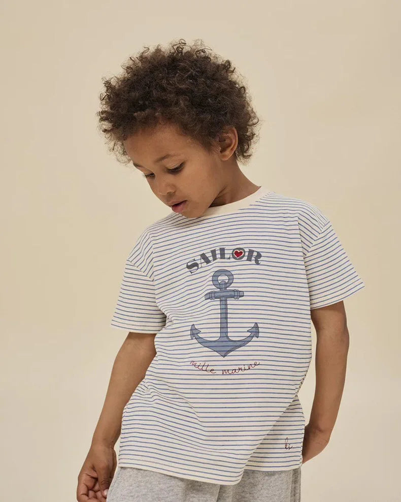 2025 Summer KS Children's Clothing Baby Girls Cartoon Swan Short Sleeve T Shirts Suits Boys Gorilla Bottom T-shirt Kids Home Set