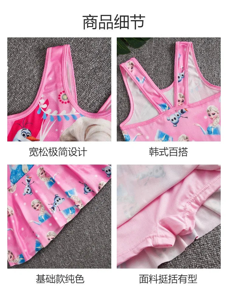 2-13 years Disney Frozen Elsa Girls Clothes Swimsuit Swimsuit Fashion Kids Swimwear Dress And Hat For Children Unicorn