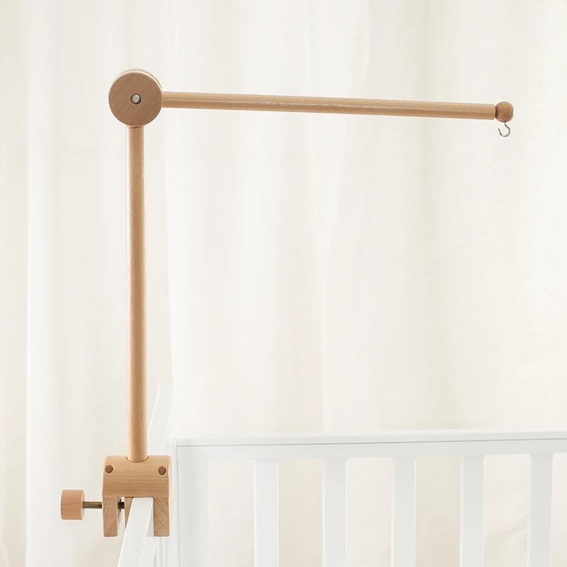 Baby Wooden Bed Bell Bend Bracket Mobile Hanging Rattles Toys Newborn Music Box Holder Bracket Infant Crib Toy Arm Bracket Gifts