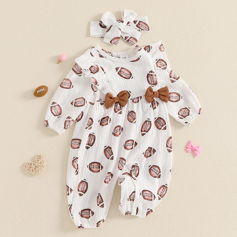 Toddler Boy Soccer Outfit Football Print Hooded Jumpsuit Long Sleeve Romper with Matching Socks 2 Pcs Set for Sports Fans