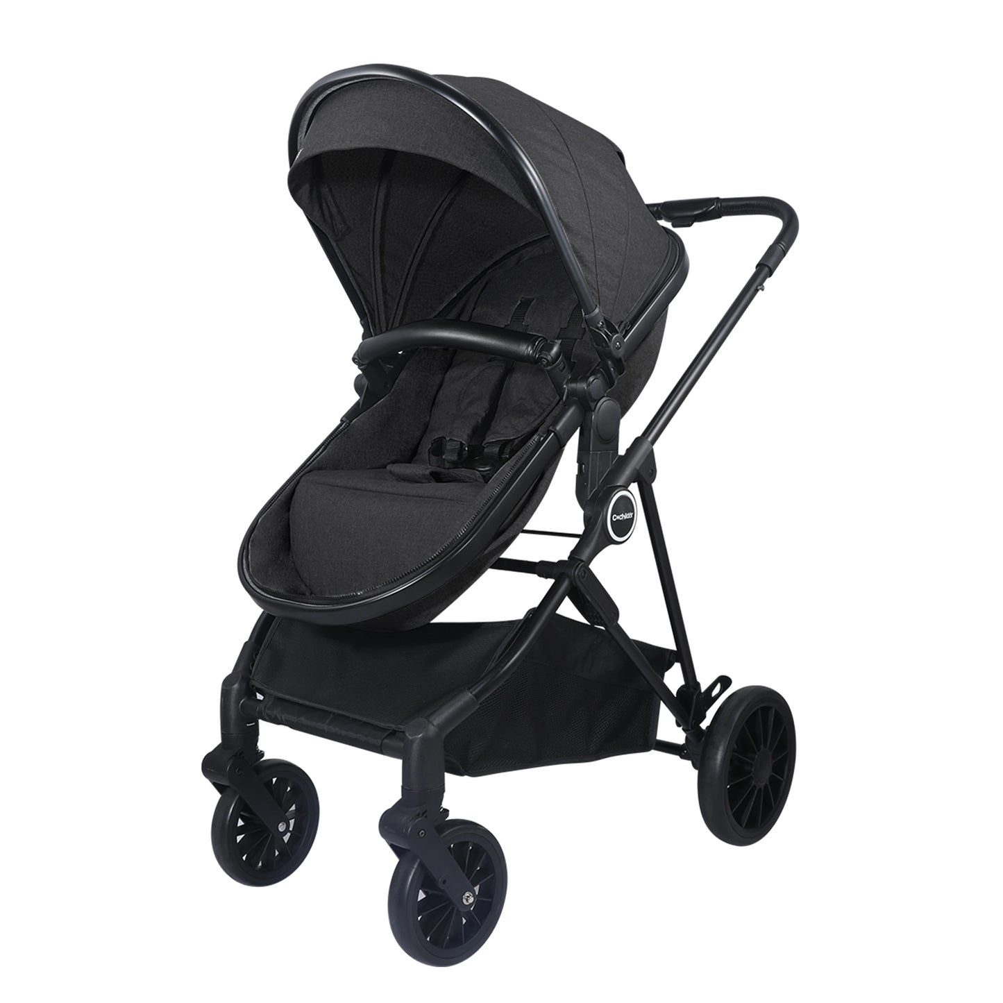 2-in-1 Baby Stroller,Folding High Landscape Pram Pushchair, Adjustable Handler, Extra Storage, Spacious Seat, Removable Footmuff