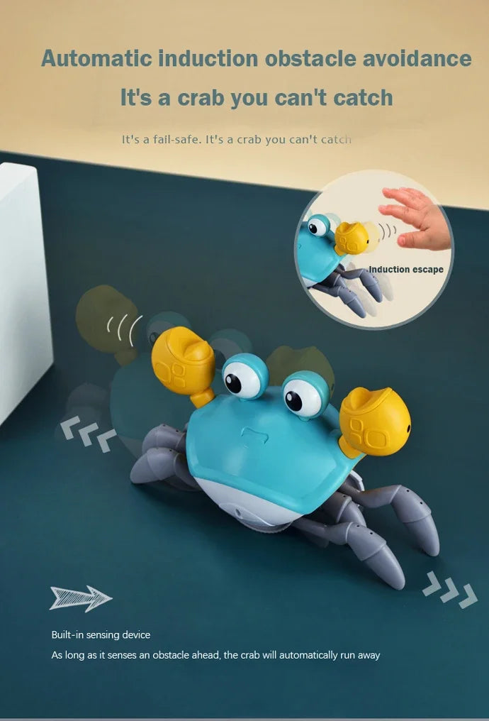 Cute Sensing Crawling Crab Baby Toys Interactive Walking Dancing with Music Automatically Avoid Obstacles Toys for Kids Toddler
