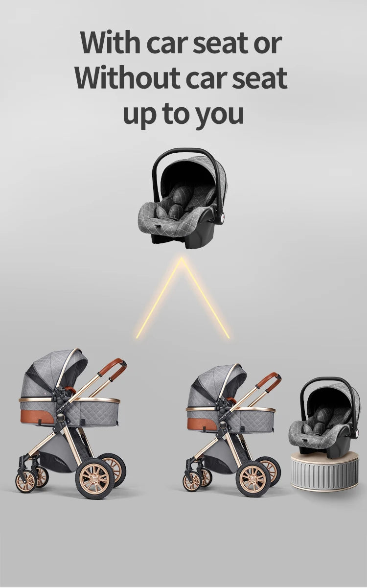 3in1 baby stroller multifunctional luxury baby stroller two-way seated and sleeping baby stroller, newborn travel baby stroller