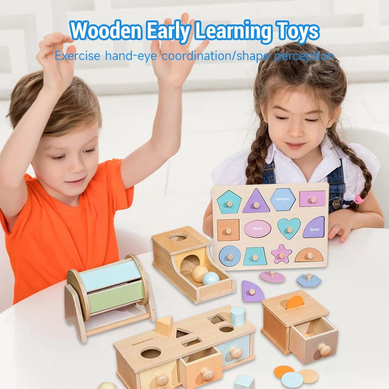 Montessori Wooden Multifunction Toys Box Children Puzzle Sensory Logic Thinking Game Box Toys Children Early Education Toys Gift