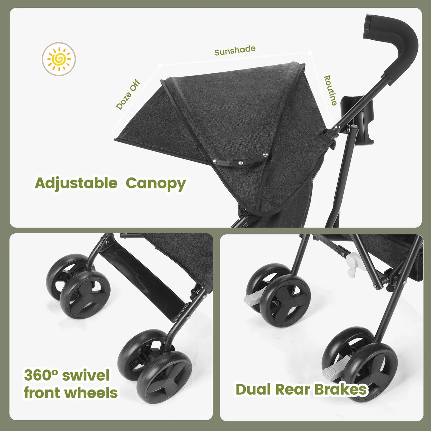 Children's Stroller Can Sit or Lie Down Lightweight Folding High Landscape Four-wheeled Pocket Stroller