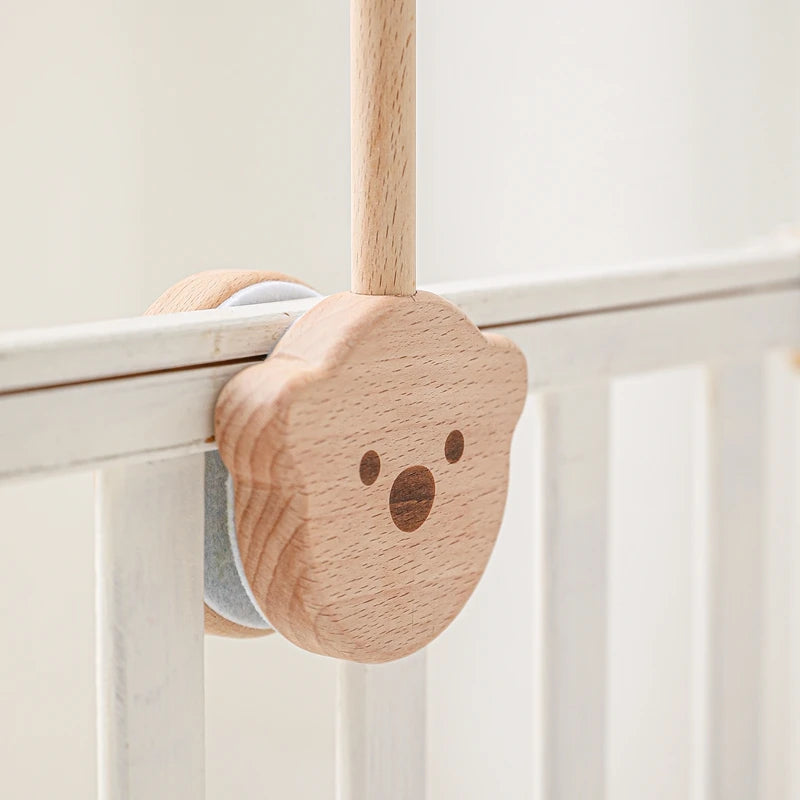 Baby Wooden Bed Bell Bend Bracket Mobile Hanging Rattles Toys Newborn Music Box Holder Bracket Infant Crib Toy Arm Bracket Gifts