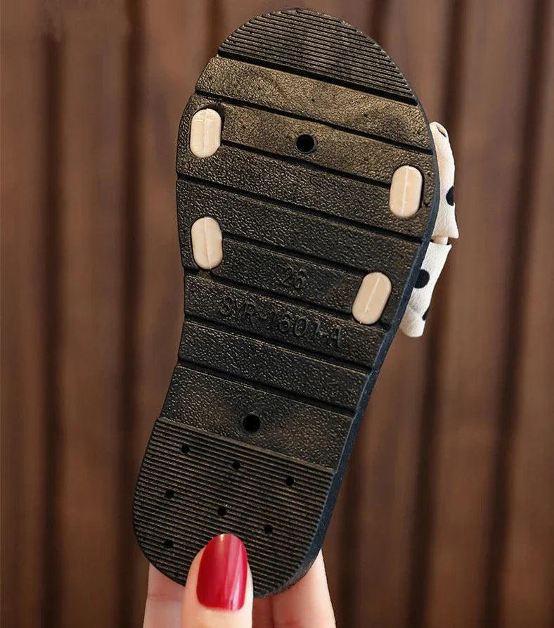 2024 New Bow Flats Open Toe Slide Sandals Non-slip Flip Flops Children Home Slippers Kids Girls Summer Cute Beach Slippers Shoe