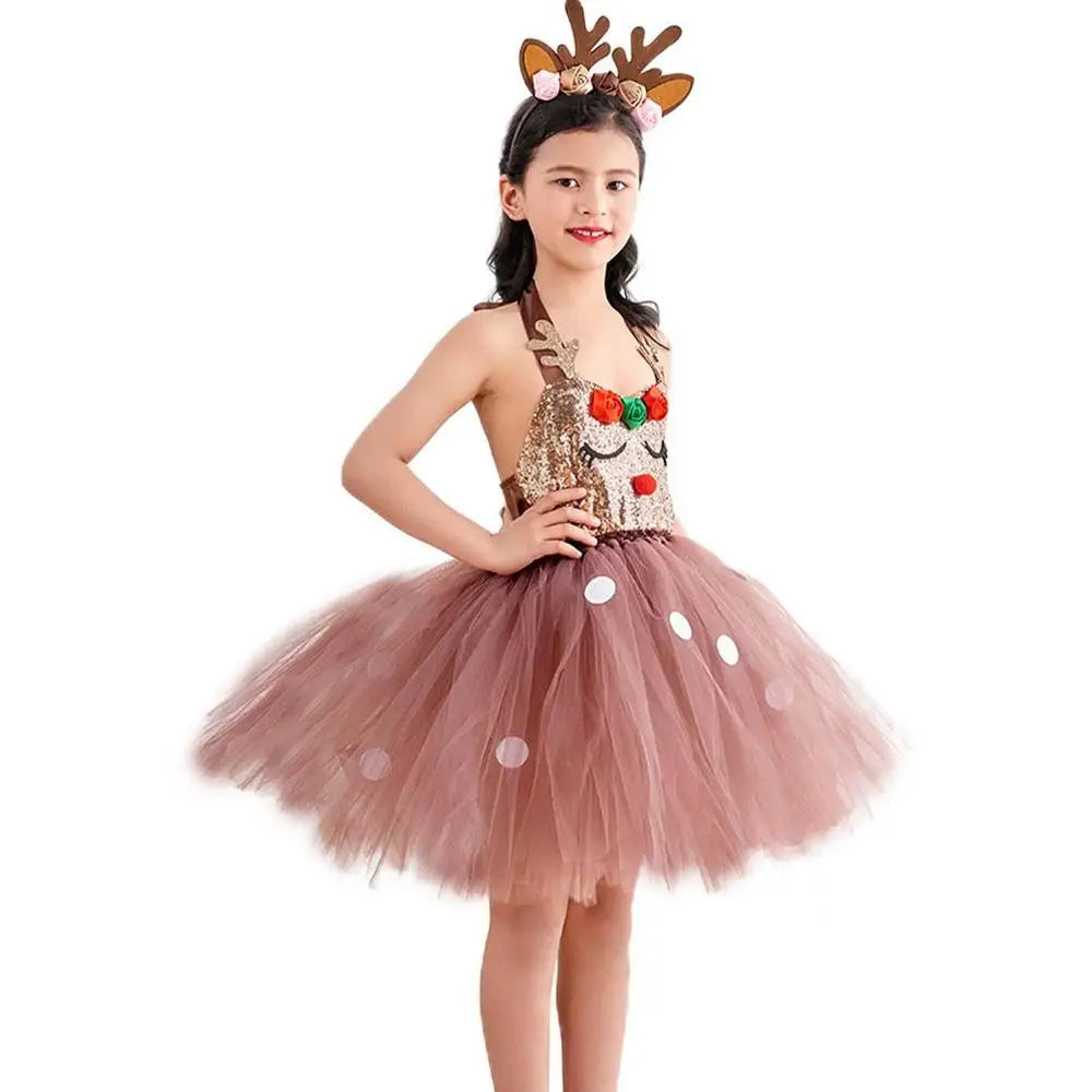 Reindeer Christmas Costume Kids Darling Reindeer Animal Costume For Girls Christmas Costume Dress Birthday Gift For Girls