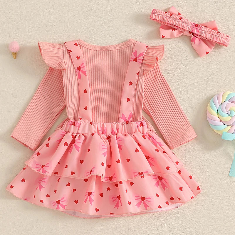 Toddler Boy Valentine’s Day Outfits Plaid Shirt Denim Suspender Pants Bowtie Set with Suspenders