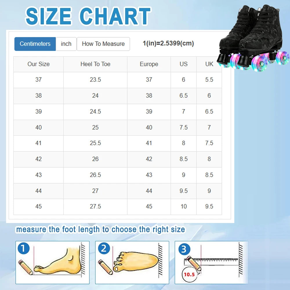 Outdoor Roller Skates Sports Double Row Skates Quad 4 Wheels Skating Flashing Roller Skates Shoes for Youth Boys Girls