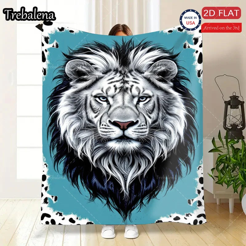 Flannel Blanket-Soft Lightweight All-season Lion Face Print Soft Baby Blanket for Boys Girls Newborns Warm Cozy