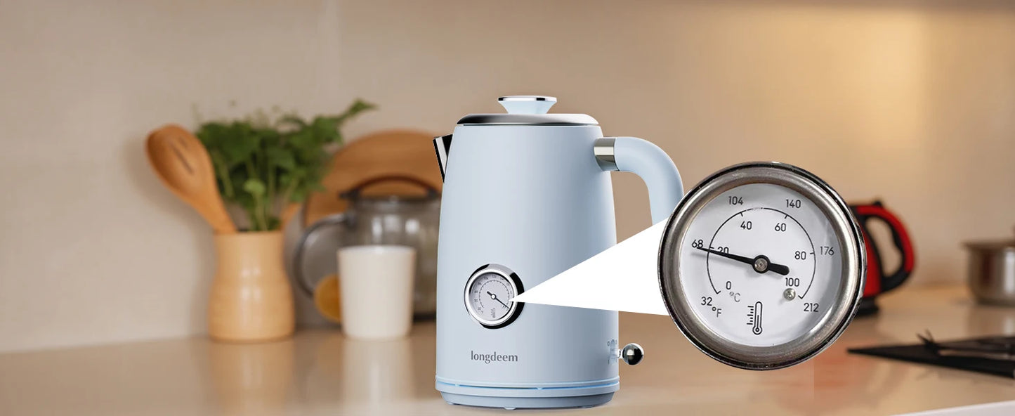 1L Small Electric Kettles Stainless Steel, Portable Travel Mini Hot Water Boiler Heater, Cool Touch Teapot, Auto Shut-Off, Blue