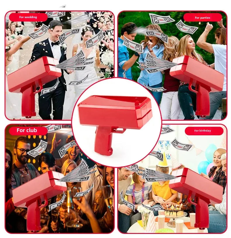 Novel Money Spray Gun Toy For Parties Weddings Gold Dollar Bill Shooter Fun Interactive Game Showers Of Cash