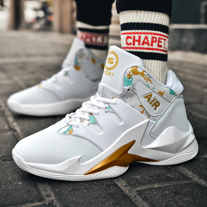 Men's basketball shoes, breathable and non slip outdoor sports shoes, walking and running basketball shoes