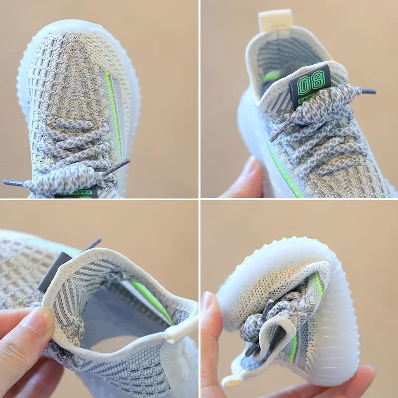 Size 21-32 Kids Casual Shoes Summer Boys Sneakers Breathable Knit Non-slip Shoes Lightweight Girls Casual Children's Shoes