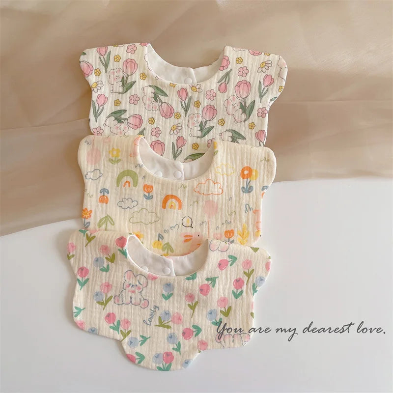Summer Baby Cotton Gauze Waterproof Bibs Soft Cartoon Infant Bib Burp Cloths Bandana Scarf for Boy Girl Feeding Saliva Towel New