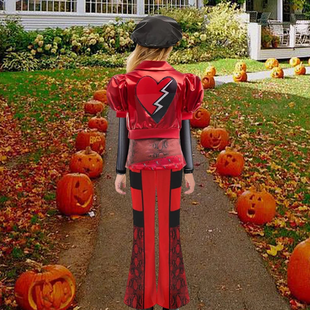 Girl Rise of Red Costume with JACKET Top Pants and Wig Princess Dress Up Cosplay Costume for Halloween Birthday Party