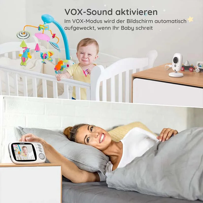 Boifun 3.2 Inch Digital LCD Screen Wireless Baby Monitor with Camera, Surveillance with VOX, Night Vision,Temperature Monitor