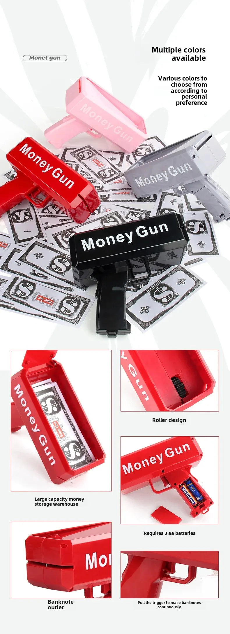 Novel Money Spray Gun Toy For Parties Weddings Gold Dollar Bill Shooter Fun Interactive Game Showers Of Cash