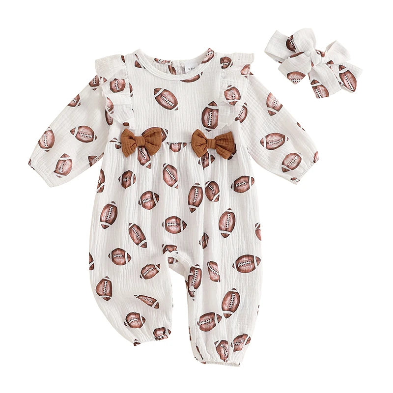 Toddler Boy Soccer Outfit Football Print Hooded Jumpsuit Long Sleeve Romper with Matching Socks 2 Pcs Set for Sports Fans